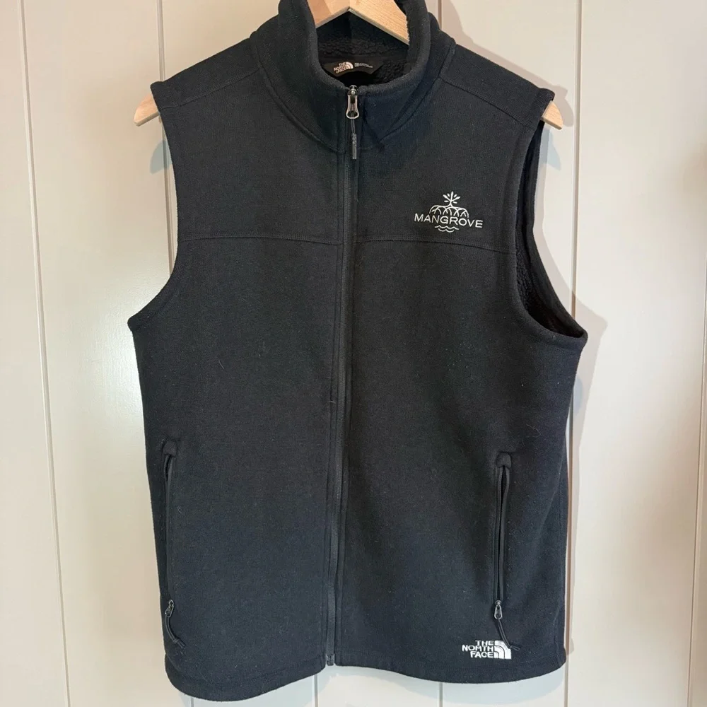 THE NORTH FACE Mens Fleece Black Vest Medium Logo